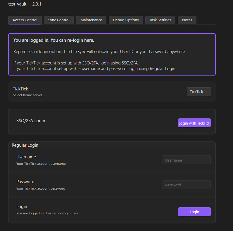 Tabbed Settings